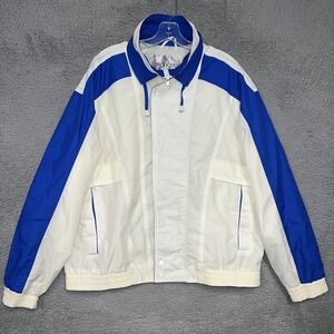 VTG Pacific‎ Trail Windbreaker Men's Sz L White Full Zip Stand Collar Jacket
